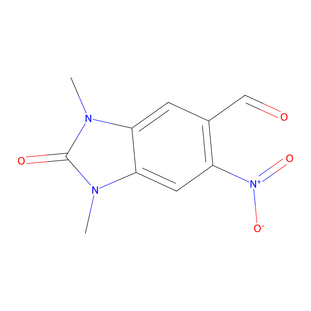 1,3-dimethyl-6-nitro-2-oxo-2,3-dihydro-1H-benzimidazole-5-carbaldehyde molecular structure, CAS 727366-73-6