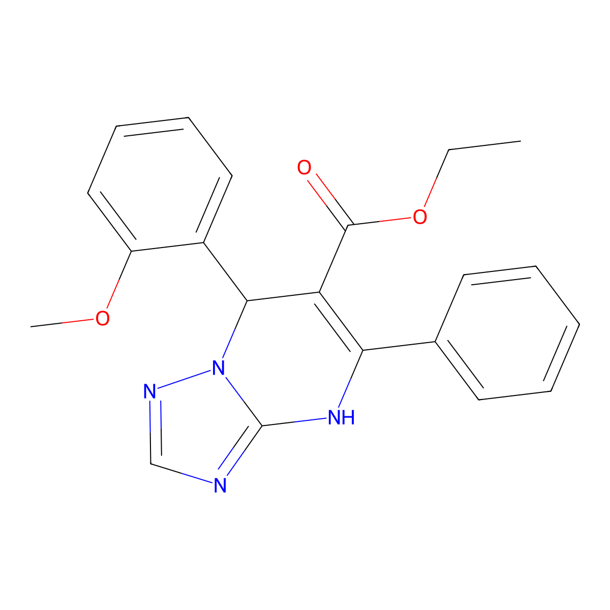 Ethyl 7-(2-methoxyphenyl)-5-phenyl-4,7-dihydro[1,2,4]triazolo[1,5-a]pyrimidine-6-carboxylate molecular structure, CAS 727367-90-0