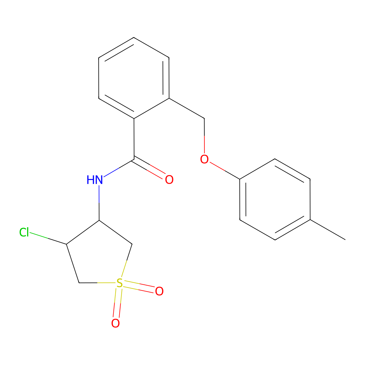 N-(4-chloro-1,1-dioxothiolan-3-yl)-2-[(4-methylphenoxy)methyl]benzamide molecular structure, CAS 727368-52-7