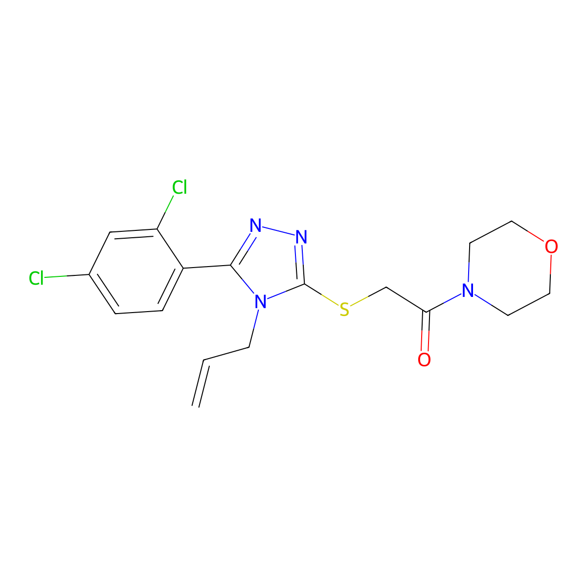 2-[[5-(2,4-Dichlorophenyl)-4-prop-2-enyl-1,2,4-triazol-3-yl]sulfanyl]-1-morpholin-4-ylethanone molecular structure, CAS 727368-81-2