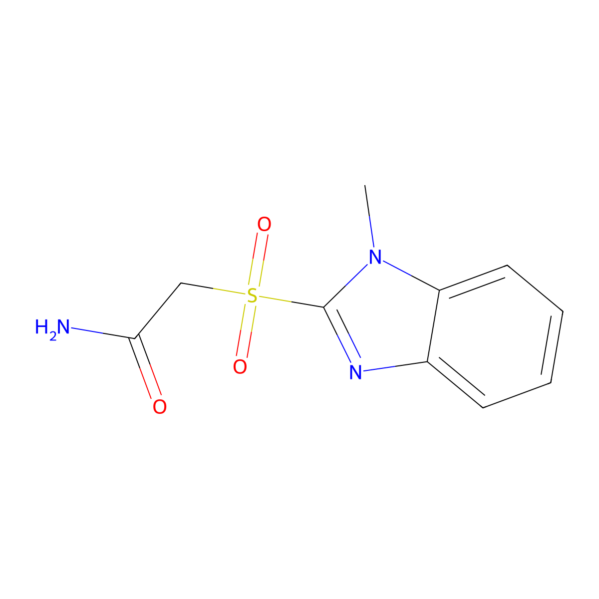 2-(1-Methylbenzimidazol-2-yl)sulfonylacetamide molecular structure, CAS 727370-12-9