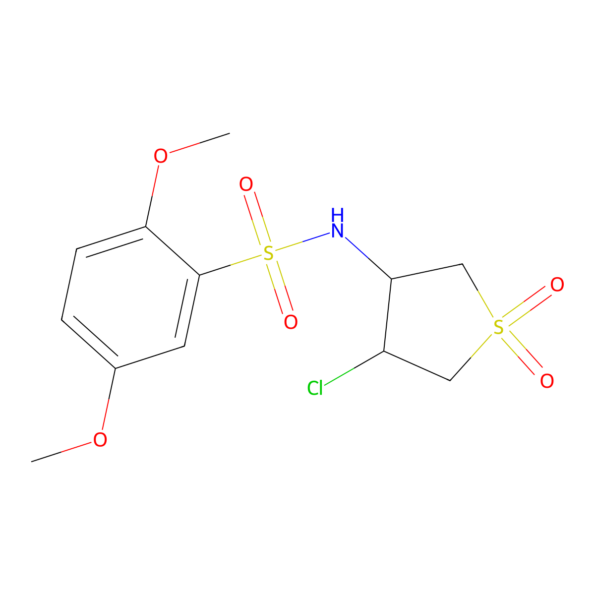 N-(4-chloro-1,1-dioxidotetrahydro-3-thienyl)-2,5-dimethoxybenzenesulfonamide molecular structure, CAS 727371-74-6