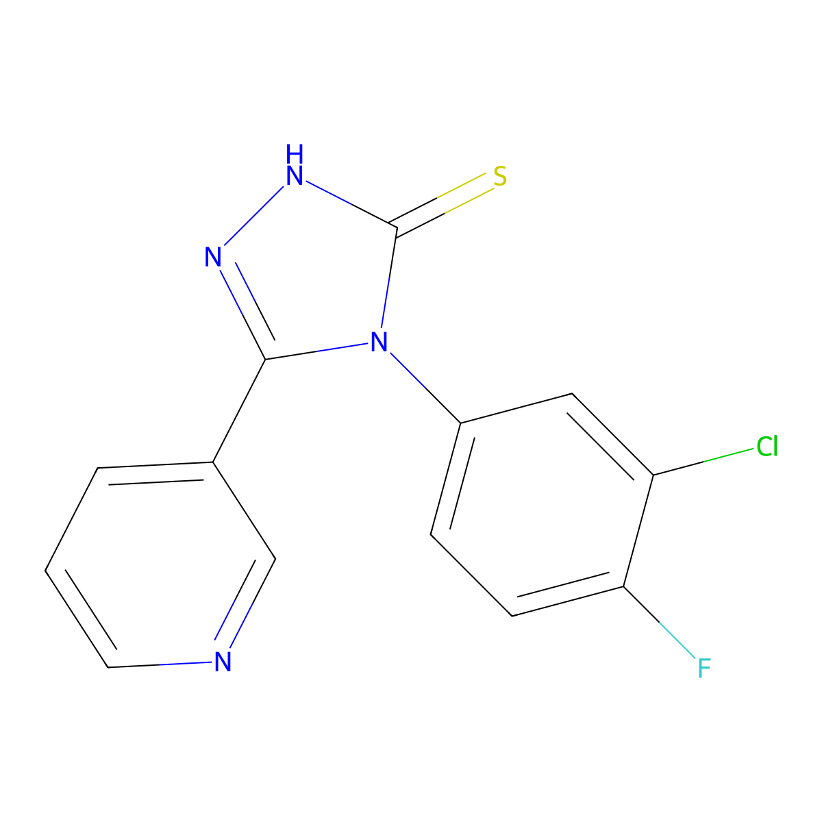 4-(3-chloro-4-fluorophenyl)-5-(pyridin-3-yl)-4H-1,2,4-triazole-3-thiol molecular structure, CAS 727371-76-8