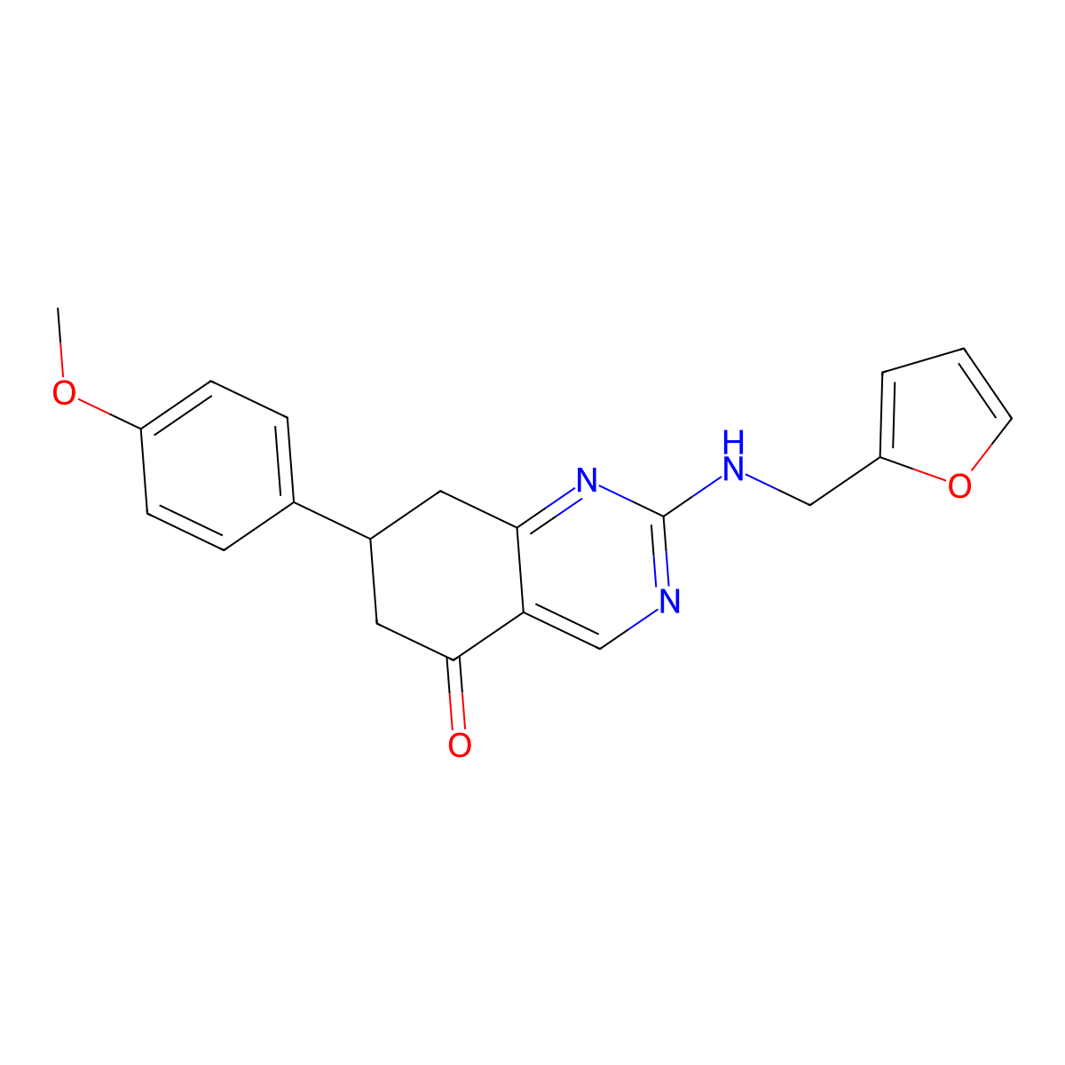 2-[(furan-2-ylmethyl)amino]-7-(4-methoxyphenyl)-7,8-dihydroquinazolin-5(6H)-one molecular structure, CAS 727372-82-9