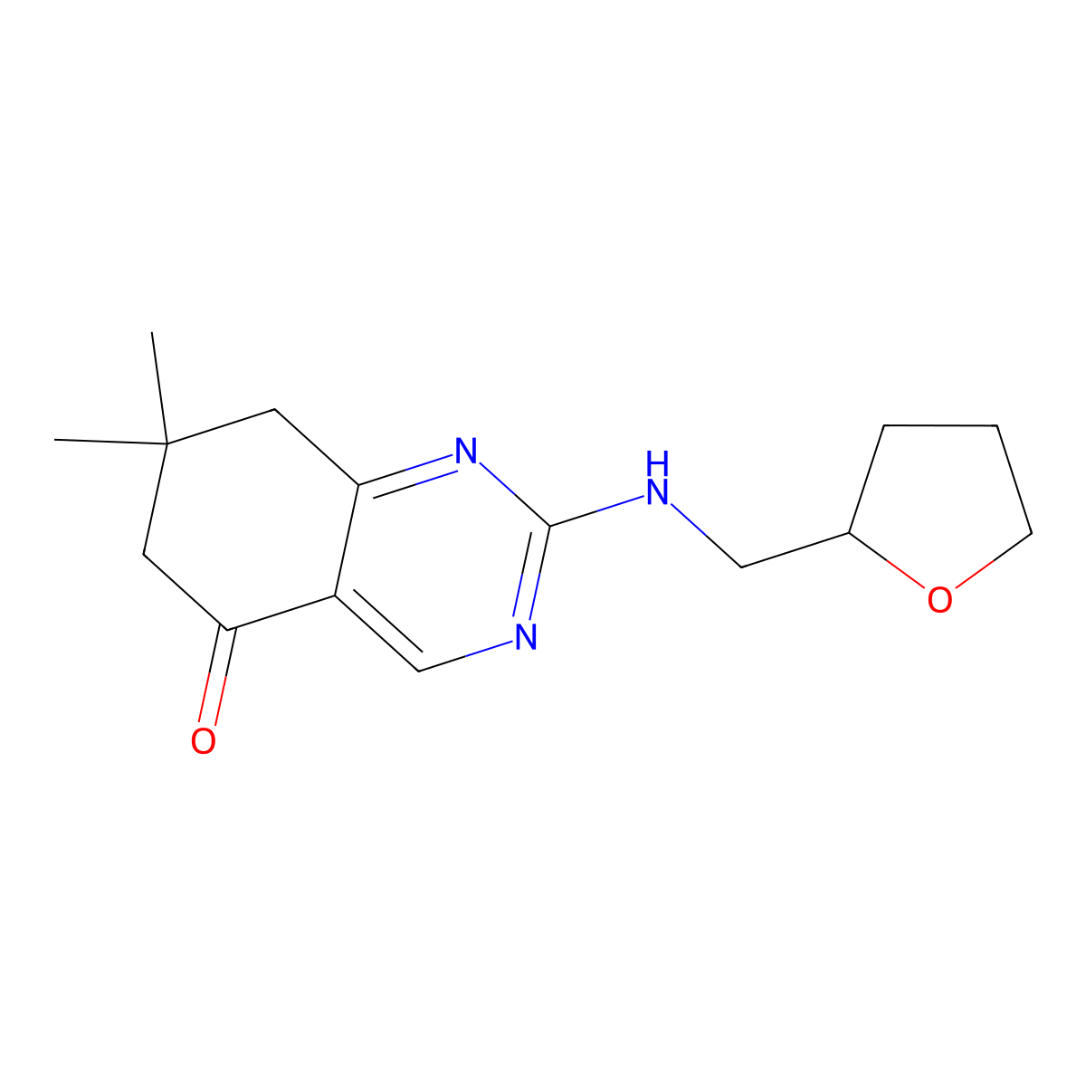 7,7-Dimethyl-2-(oxolan-2-ylmethylamino)-6,8-dihydroquinazolin-5-one molecular structure, CAS 727372-91-0