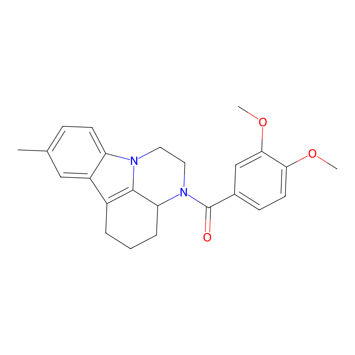 (3,4-Dimethoxyphenyl)(1,2,3a,4,5,6-hexahydro-8-methyl-3H-pyrazino[3,2,1-jk]carbazol-3-yl)methanone molecular structure, CAS 727374-26-7