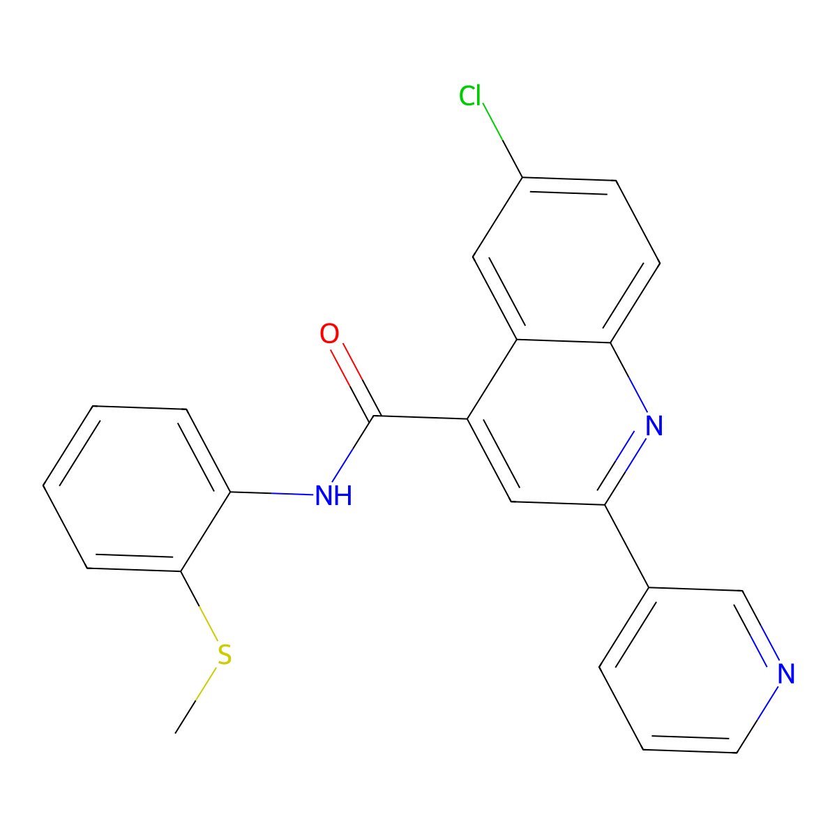 6-chloro-N-(2-methylsulfanylphenyl)-2-pyridin-3-ylquinoline-4-carboxamide molecular structure, CAS 727374-39-2