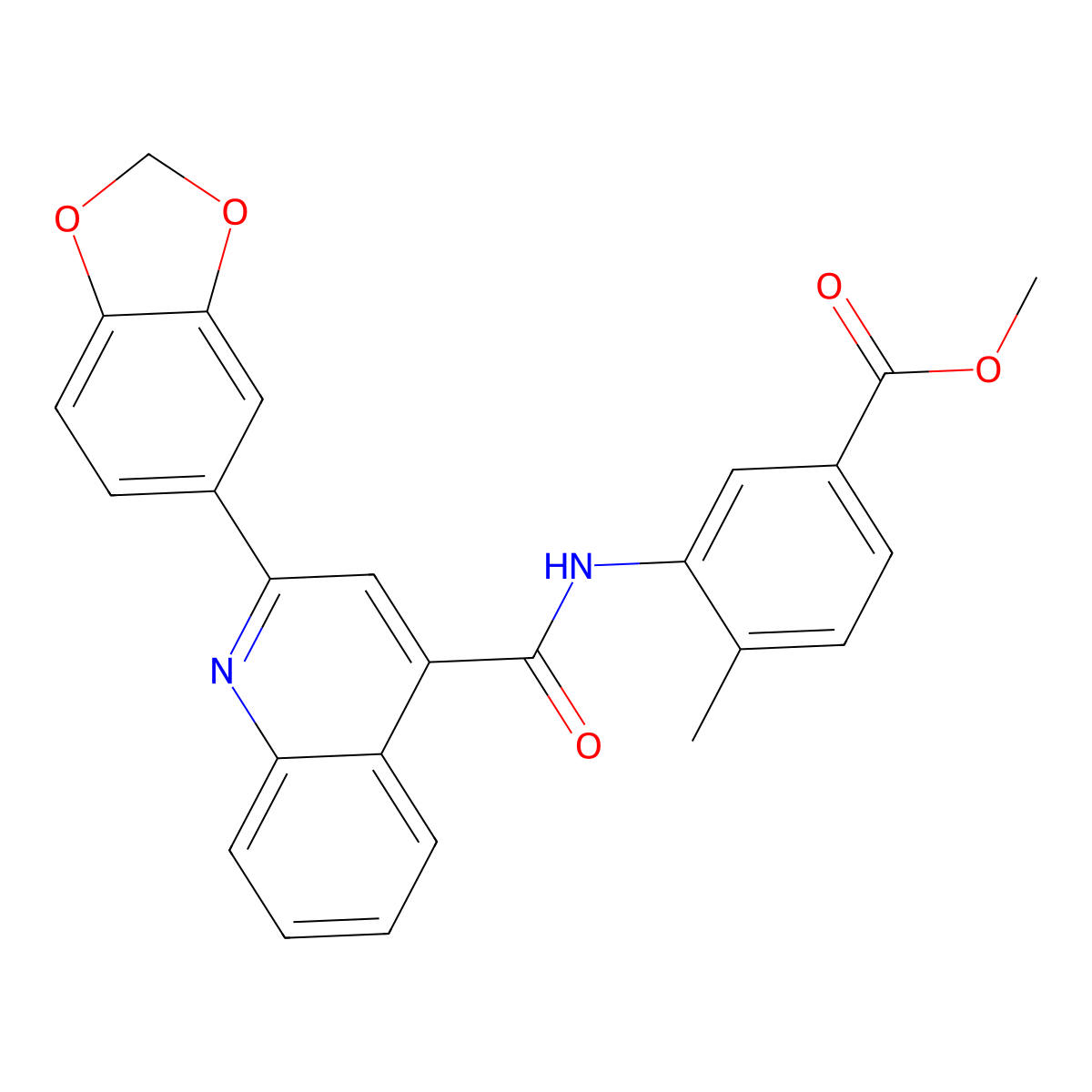 Methyl 3-[[2-(1,3-benzodioxol-5-yl)quinoline-4-carbonyl]amino]-4-methylbenzoate molecular structure, CAS 727374-74-5