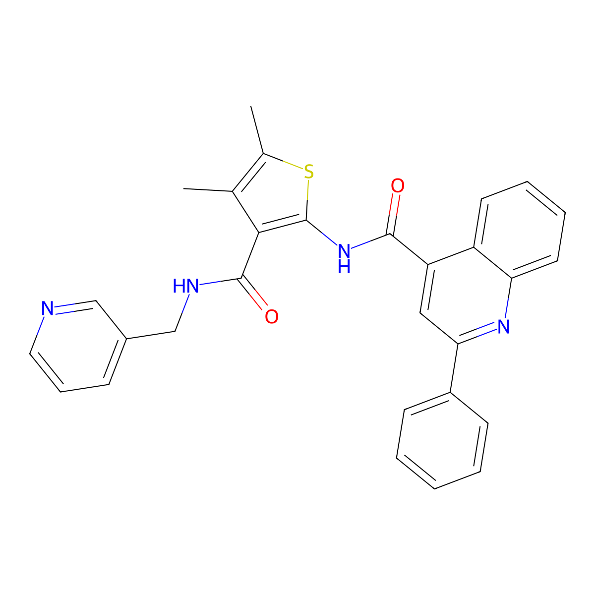 N-[4,5-dimethyl-3-(pyridin-3-ylmethylcarbamoyl)thiophen-2-yl]-2-phenylquinoline-4-carboxamide molecular structure, CAS 727374-78-9