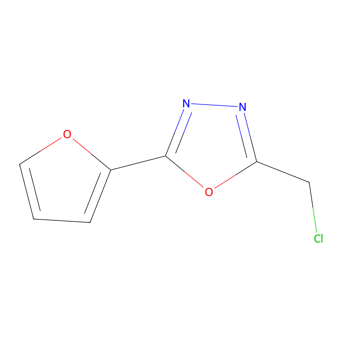 2-(Chloromethyl)-5-(2-furyl)-1,3,4-oxadiazole molecular structure, CAS 727374-86-9