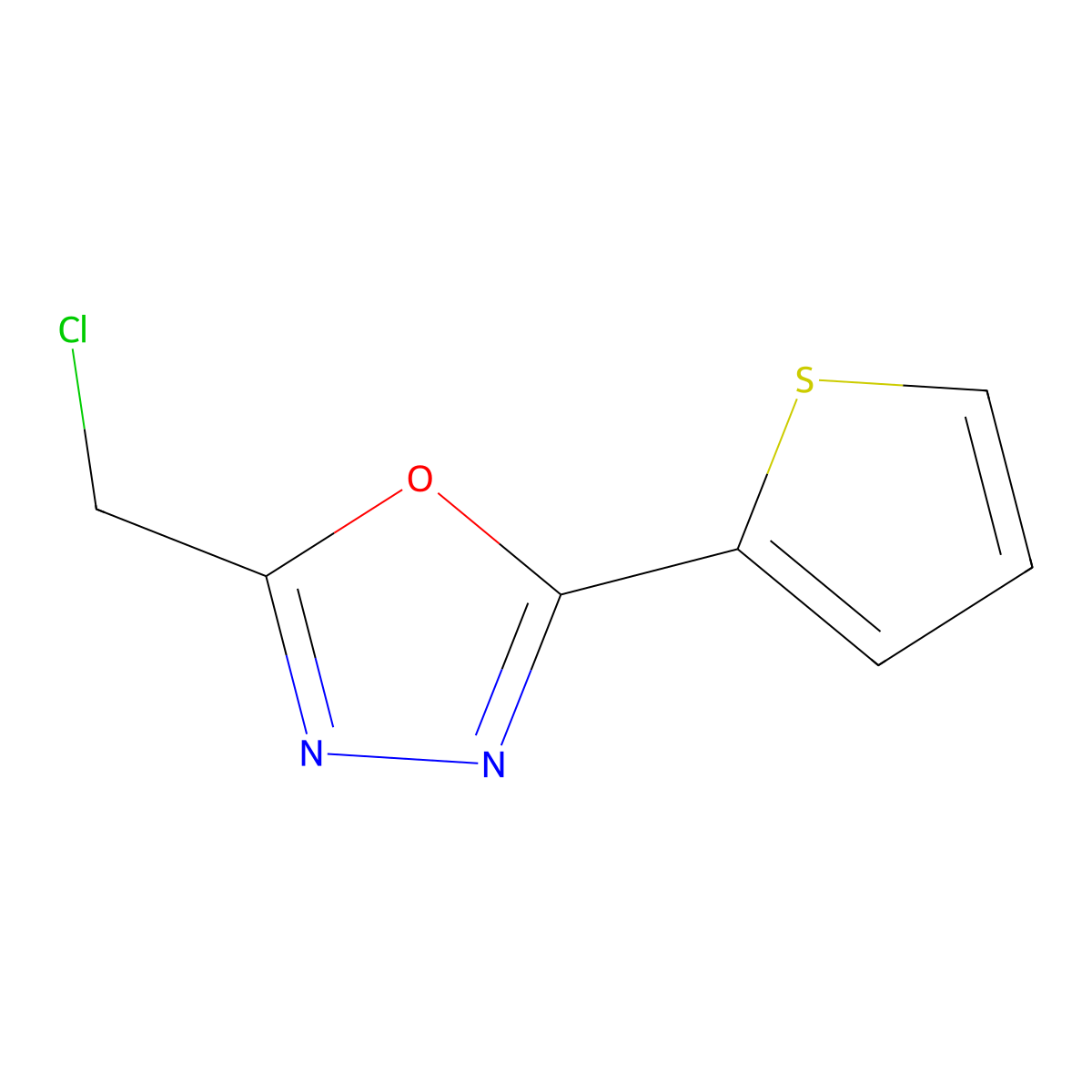2-(Chloromethyl)-5-(thiophen-2-yl)-1,3,4-oxadiazole molecular structure, CAS 727374-87-0