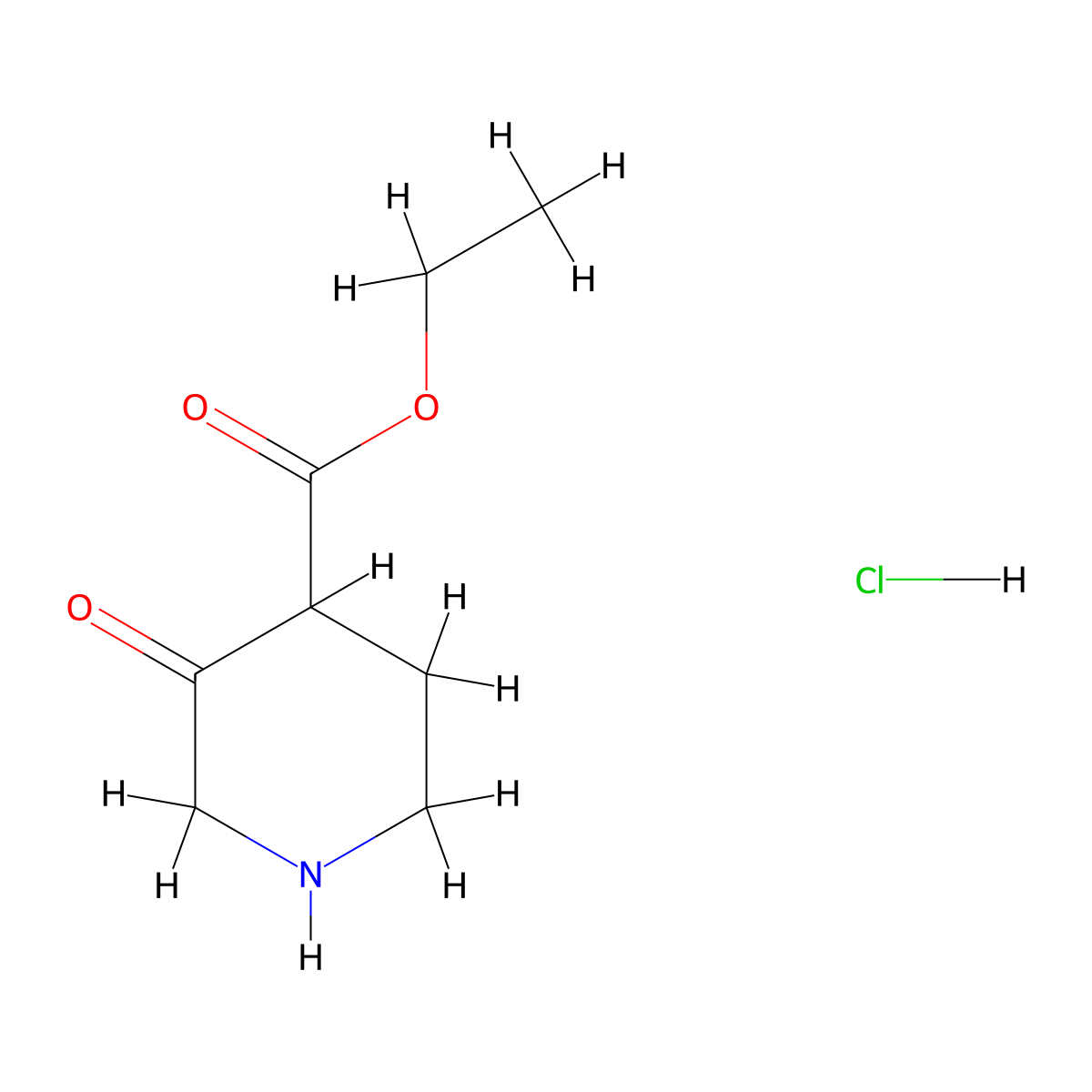 Ethyl 3-oxopiperidine-4-carboxylate hydrochloride molecular structure, CAS 72738-09-1