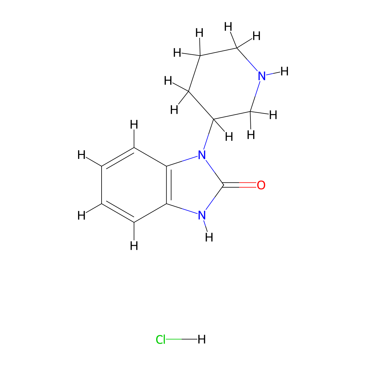 3-(3-piperidyl)-1H-benzimidazol-2-one;hydrochloride molecular structure, CAS 72738-12-6