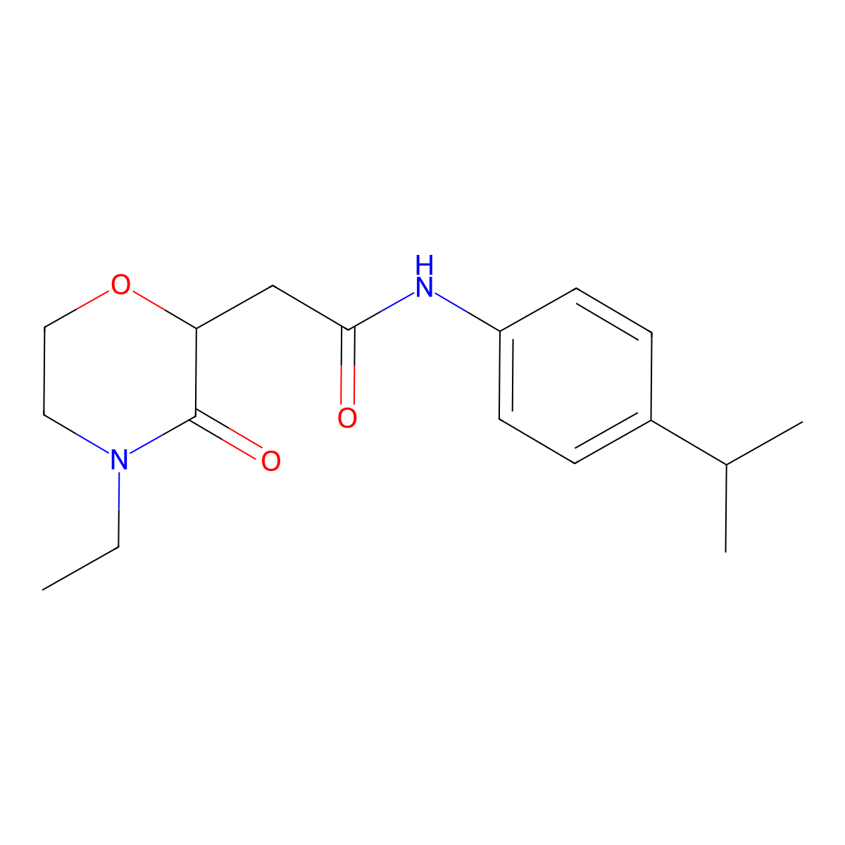 2-(4-ethyl-3-oxomorpholin-2-yl)-N-(4-propan-2-ylphenyl)acetamide molecular structure, CAS 727385-12-8