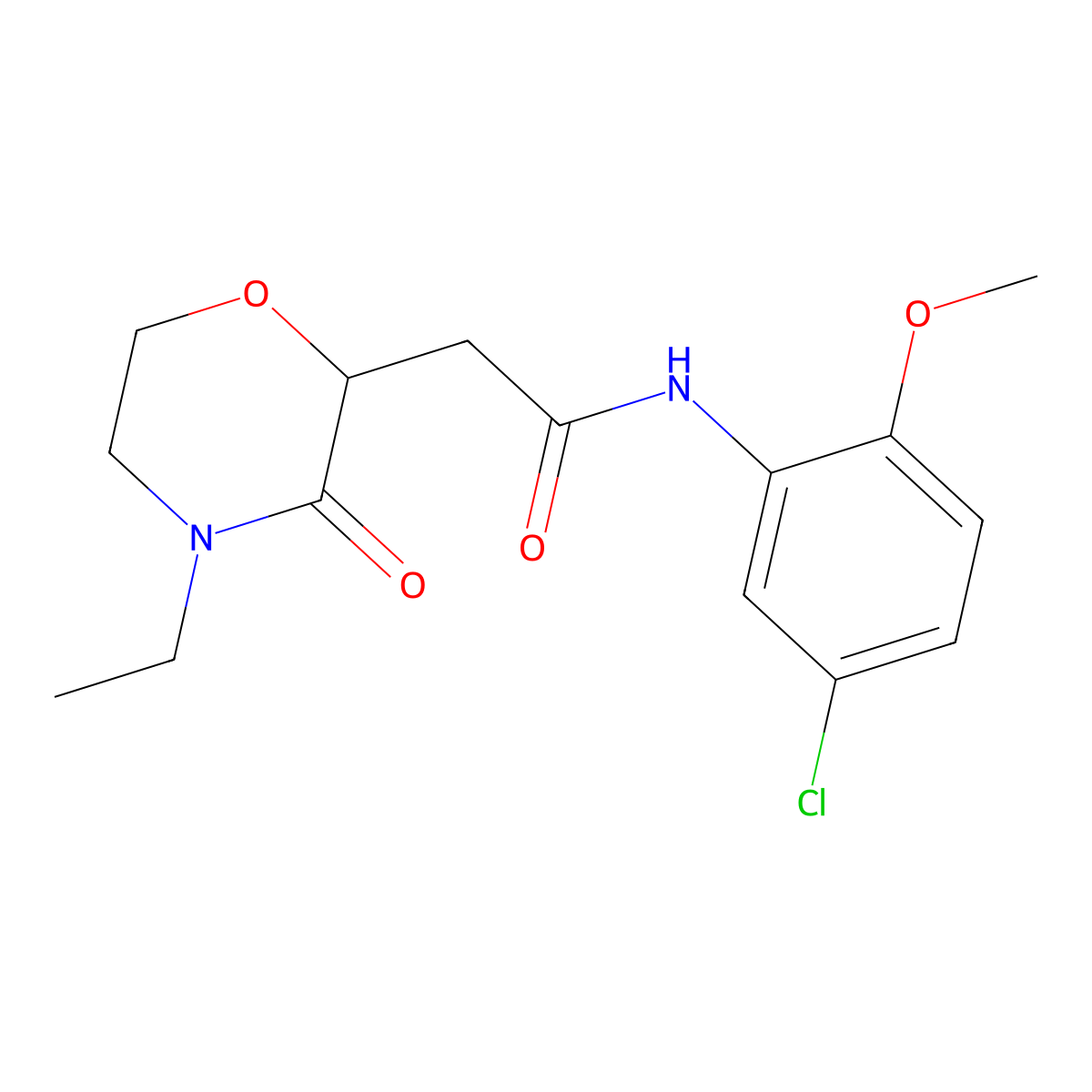 N-(5-chloro-2-methoxyphenyl)-2-(4-ethyl-3-oxomorpholin-2-yl)acetamide molecular structure, CAS 727385-13-9