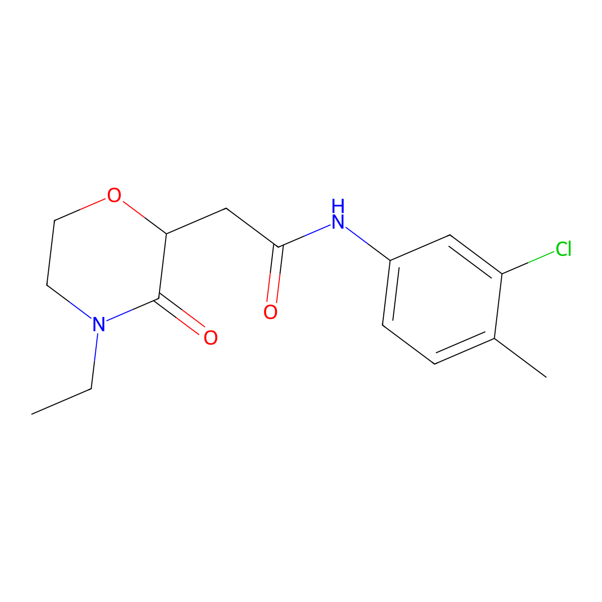 N-(3-chloro-4-methylphenyl)-2-(4-ethyl-3-oxomorpholin-2-yl)acetamide molecular structure, CAS 727385-17-3