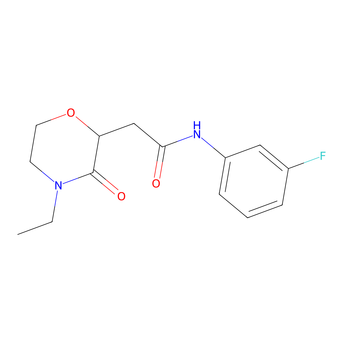 2-(4-ethyl-3-oxomorpholin-2-yl)-N-(3-fluorophenyl)acetamide molecular structure, CAS 727385-18-4