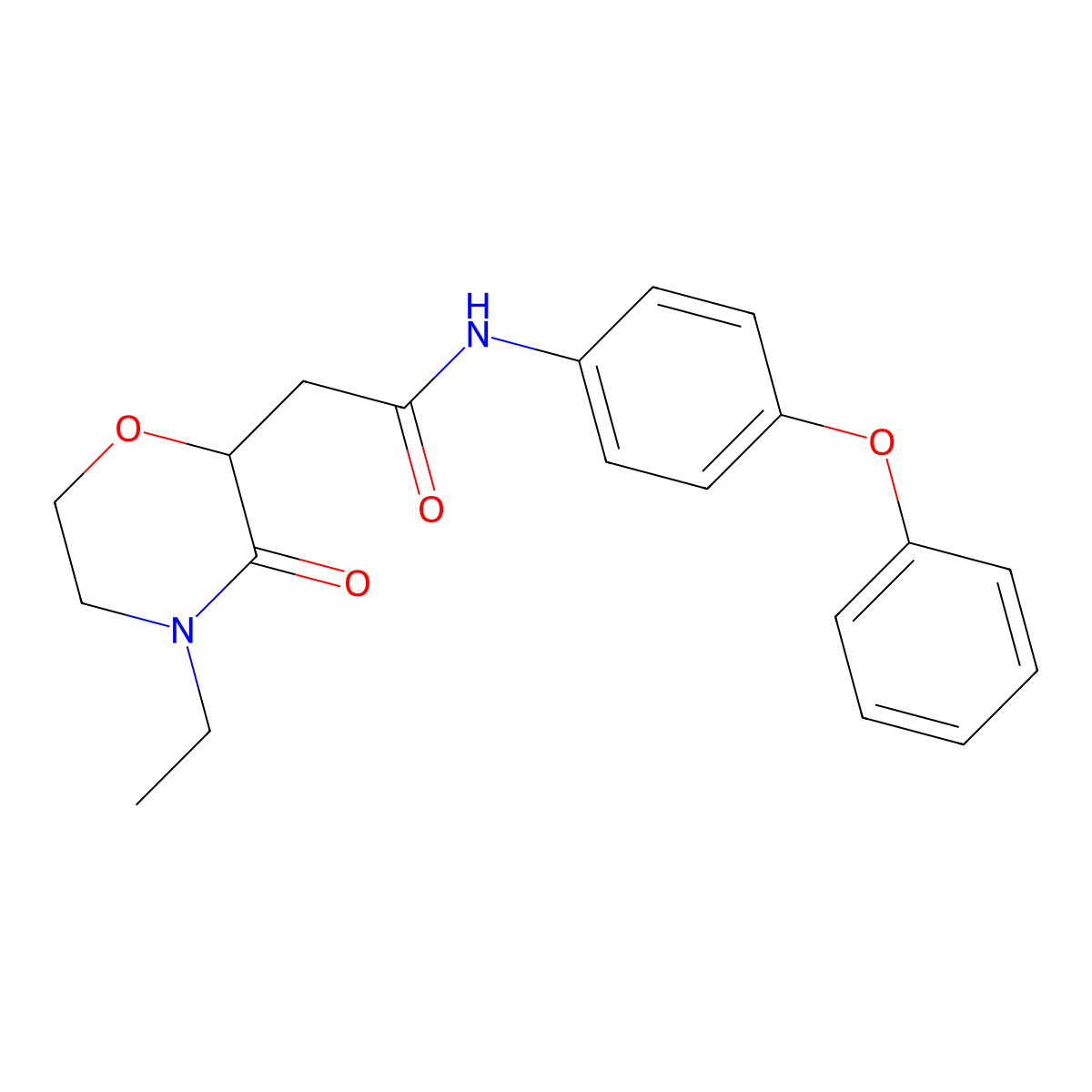 2-(4-ethyl-3-oxomorpholin-2-yl)-N-(4-phenoxyphenyl)acetamide molecular structure, CAS 727385-19-5