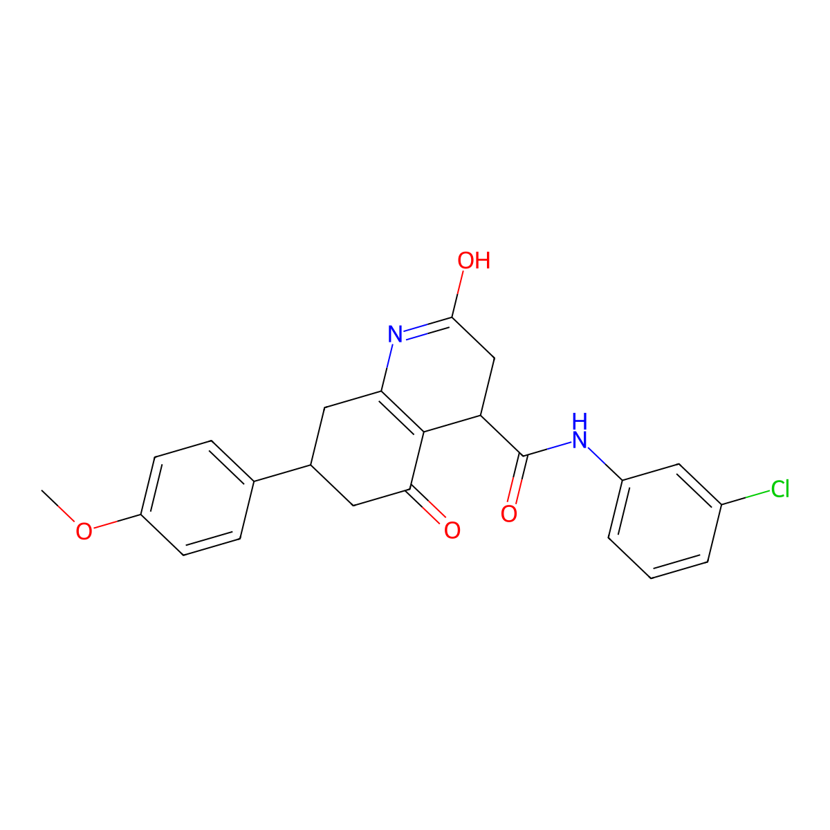 N-(3-chlorophenyl)-7-(4-methoxyphenyl)-2,5-dioxo-1,2,3,4,5,6,7,8-octahydroquinoline-4-carboxamide molecular structure, CAS 727385-28-6