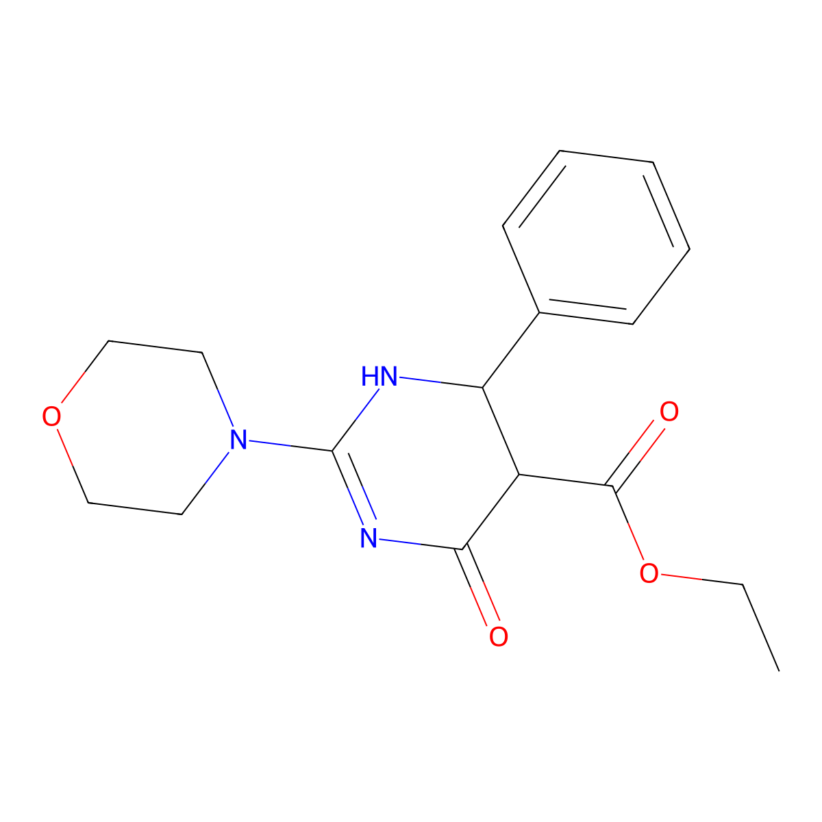 Ethyl 2-morpholin-4-yl-6-oxo-4-phenyl-3,4,5-trihydropyrimidine-5-carboxylate molecular structure, CAS 727385-40-2