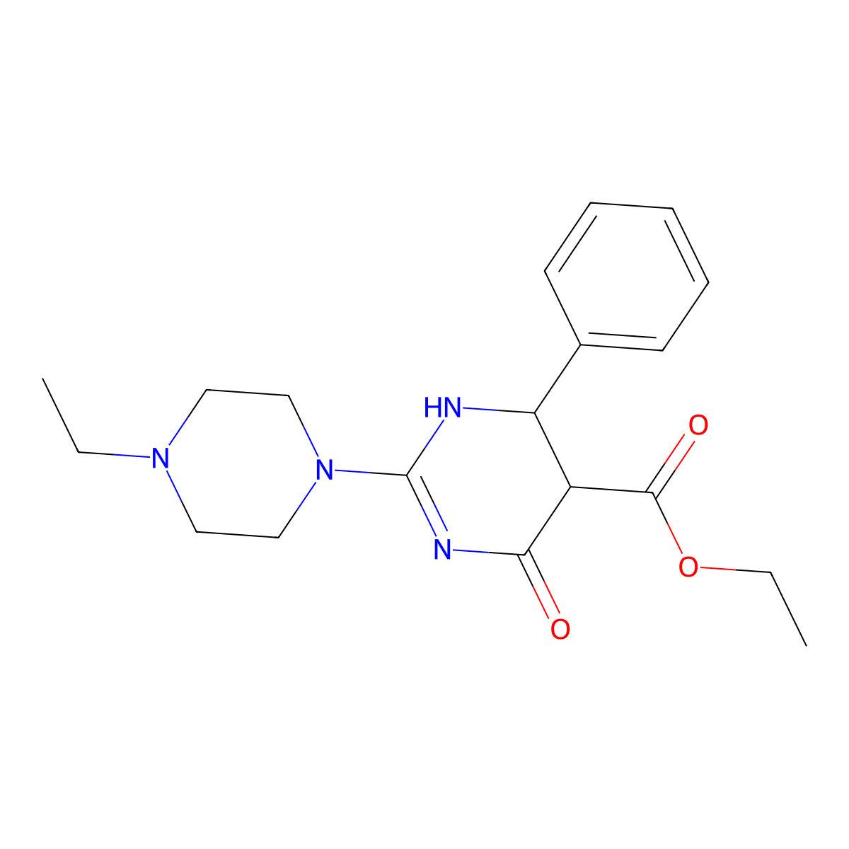 Ethyl 2-(4-ethylpiperazin-1-yl)-4-oxo-6-phenyl-1,4,5,6-tetrahydropyrimidine-5-carboxylate molecular structure, CAS 727385-41-3