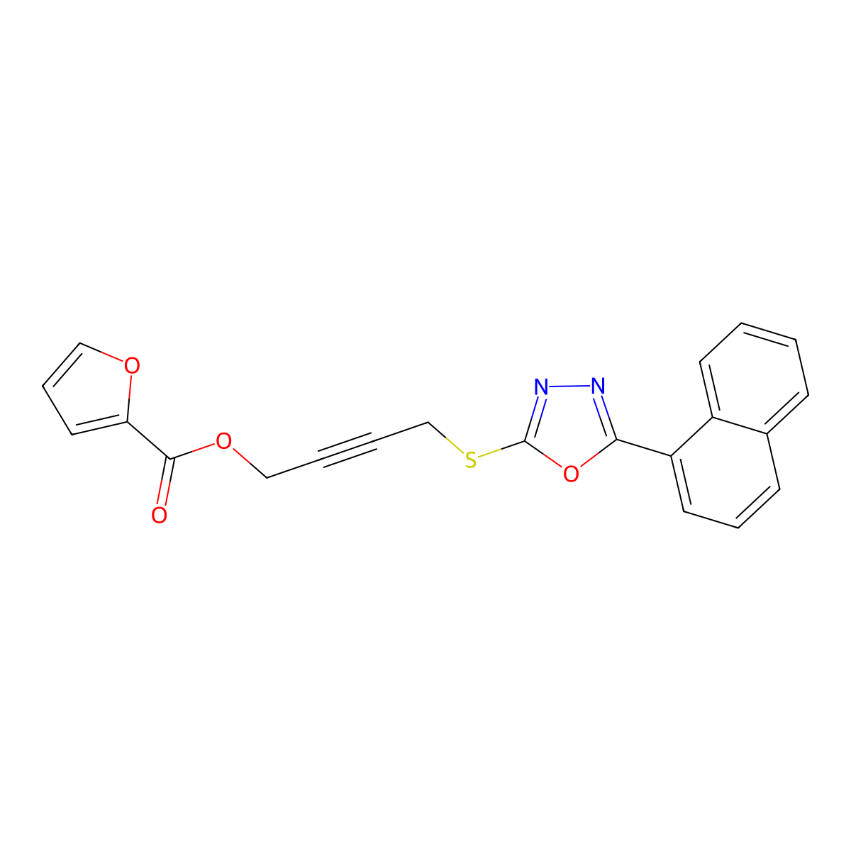 4-{[5-(1-Naphthyl)-1,3,4-oxadiazol-2-yl]sulfanyl}-2-butynyl 2-furoate molecular structure, CAS 727385-66-2