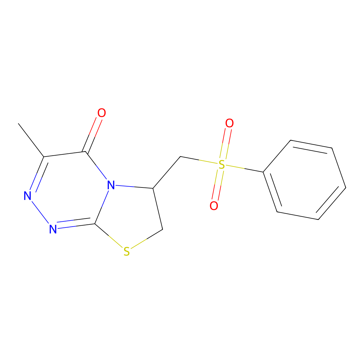 3-methyl-6-[(phenylsulfonyl)methyl]-6,7-dihydro-4H-[1,3]thiazolo[2,3-c][1,2,4]triazin-4-one molecular structure, CAS 727385-84-4