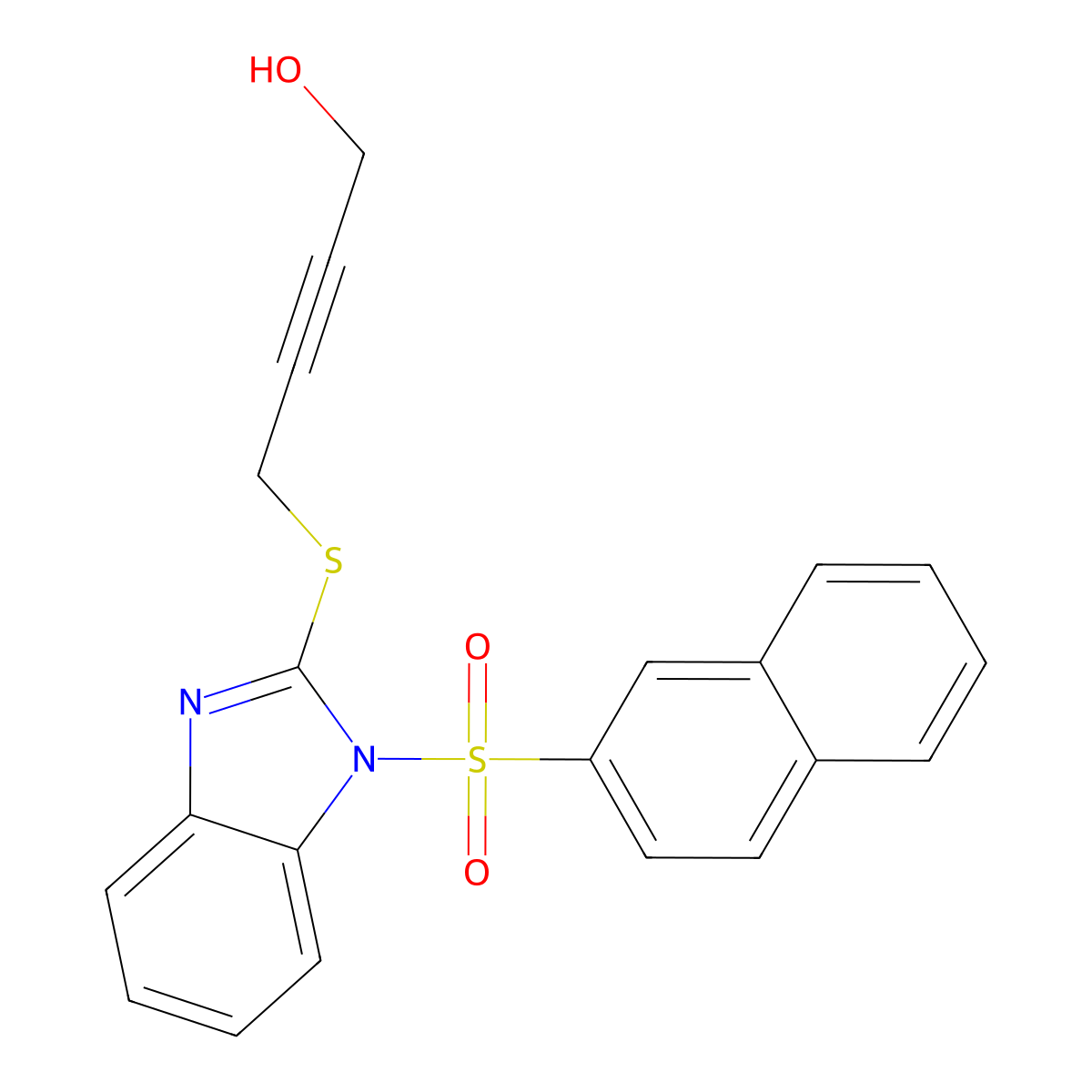 4-{[1-(naphthalen-2-ylsulfonyl)-1H-benzimidazol-2-yl]sulfanyl}but-2-yn-1-ol molecular structure, CAS 727386-35-8