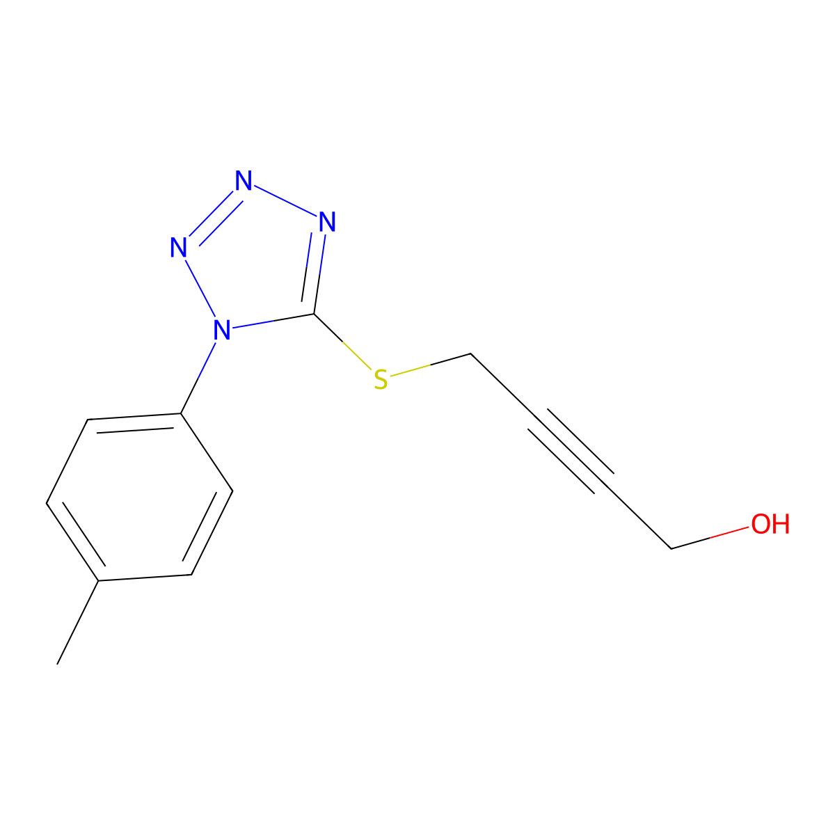 4-{[1-(4-methylphenyl)-1H-tetrazol-5-yl]sulfanyl}but-2-yn-1-ol molecular structure, CAS 727386-42-7