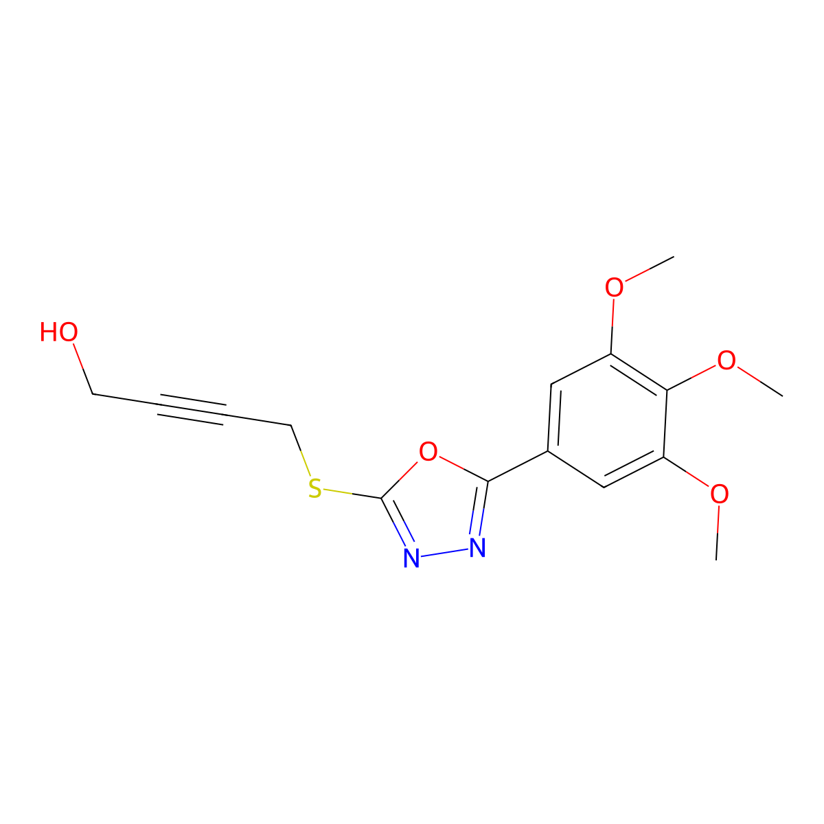 4-{[5-(3,4,5-Trimethoxyphenyl)-1,3,4-oxadiazol-2-yl]sulfanyl}but-2-yn-1-ol molecular structure, CAS 727386-48-3