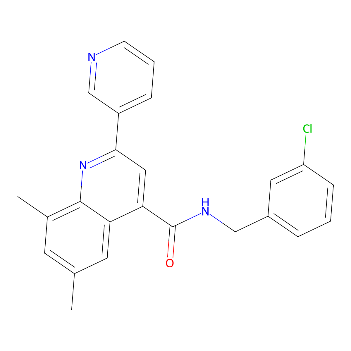 N-[(3-chlorophenyl)methyl]-6,8-dimethyl-2-pyridin-3-ylquinoline-4-carboxamide molecular structure, CAS 727386-62-1