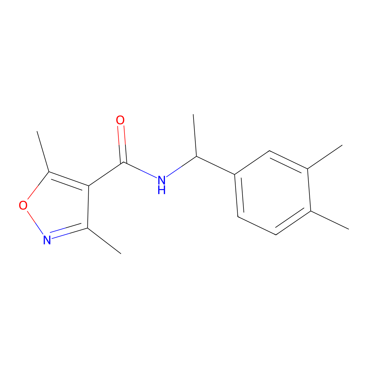 N-[1-(3,4-dimethylphenyl)ethyl]-3,5-dimethyl-1,2-oxazole-4-carboxamide molecular structure, CAS 727386-79-0