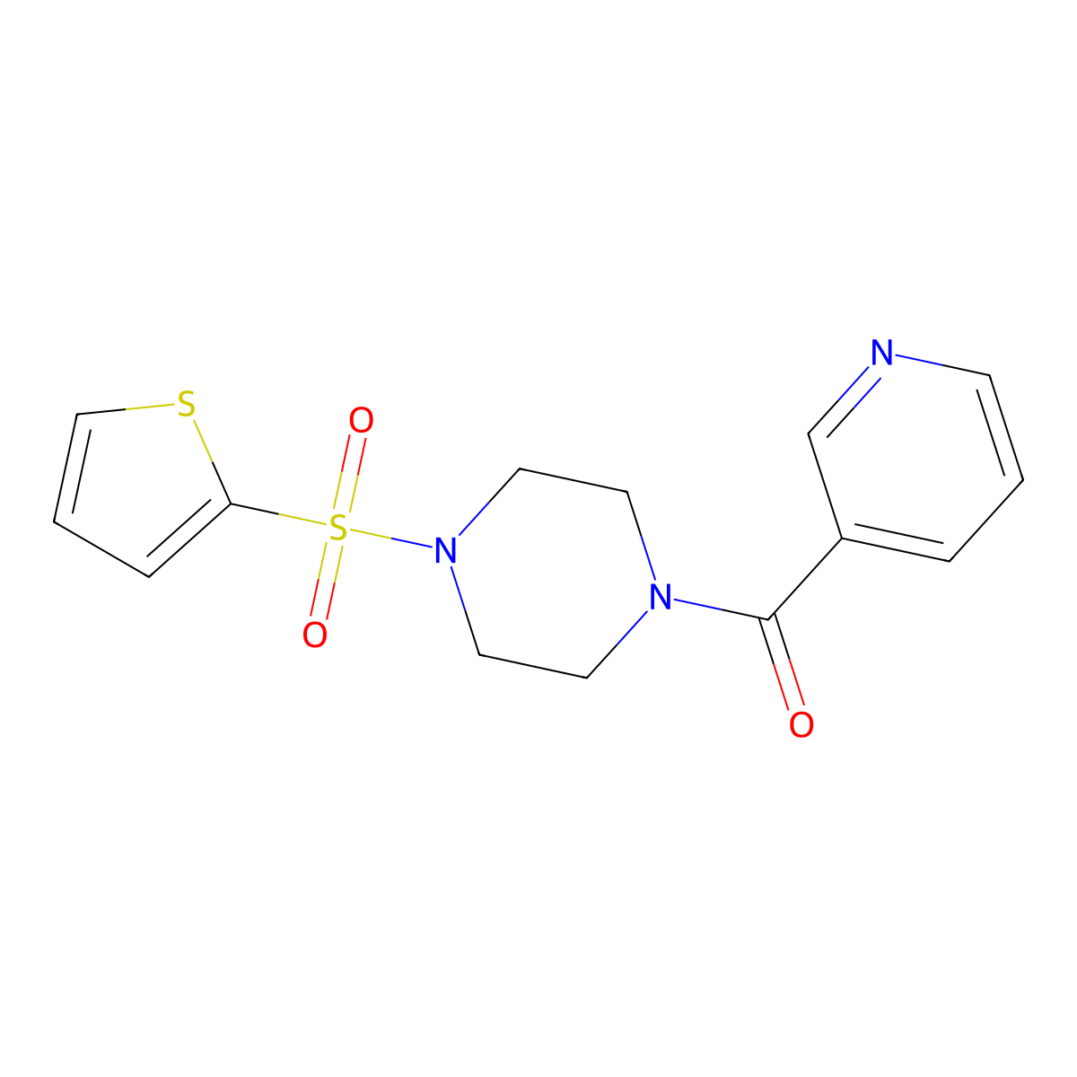 Pyridin-3-yl-(4-thiophen-2-ylsulfonylpiperazin-1-yl)methanone molecular structure, CAS 727387-18-0