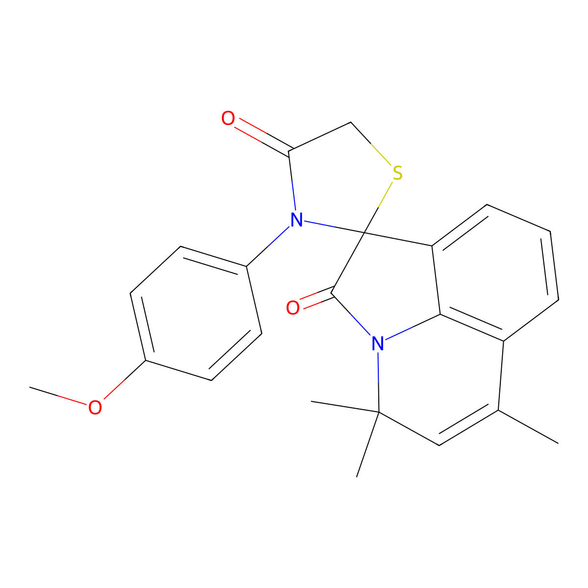 3'-(4-methoxyphenyl)-4,4,6-trimethyl-4H,4'H-spiro[pyrrolo[3,2,1-ij]quinoline-1,2'-[1,3]thiazolidine]-2,4'-dione molecular structure, CAS 727389-48-2