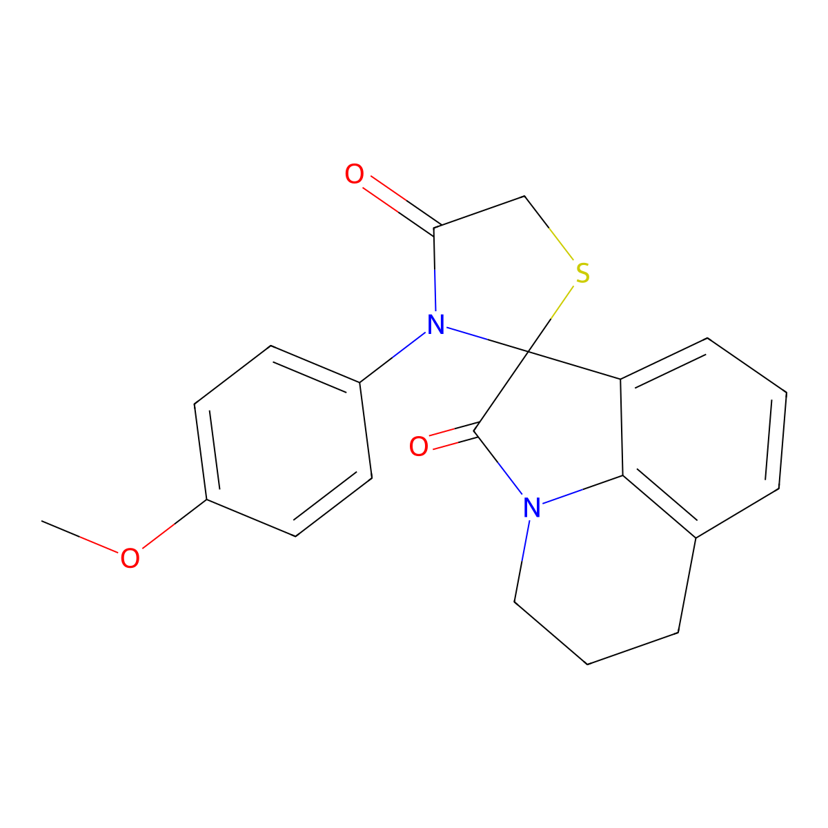 3'-(4-methoxyphenyl)-5,6-dihydro-4H,4'H-spiro[pyrrolo[3,2,1-ij]quinoline-1,2'-[1,3]thiazolidine]-2,4'-dione molecular structure, CAS 727389-50-6