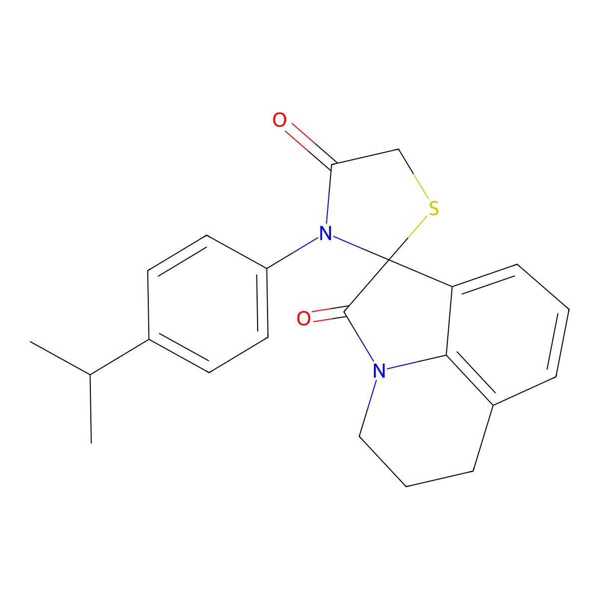 3'-[4-(propan-2-yl)phenyl]-5,6-dihydro-4H,4'H-spiro[pyrrolo[3,2,1-ij]quinoline-1,2'-[1,3]thiazolidine]-2,4'-dione molecular structure, CAS 727389-51-7