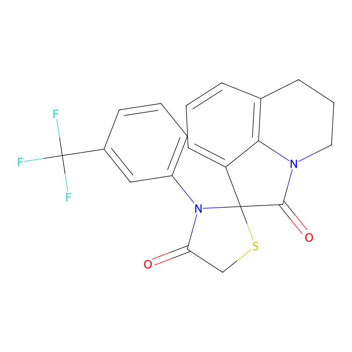 3'-[3-(trifluoromethyl)phenyl]-5,6-dihydro-4H,4'H-spiro[pyrrolo[3,2,1-ij]quinoline-1,2'-[1,3]thiazolidine]-2,4'-dione molecular structure, CAS 727389-52-8