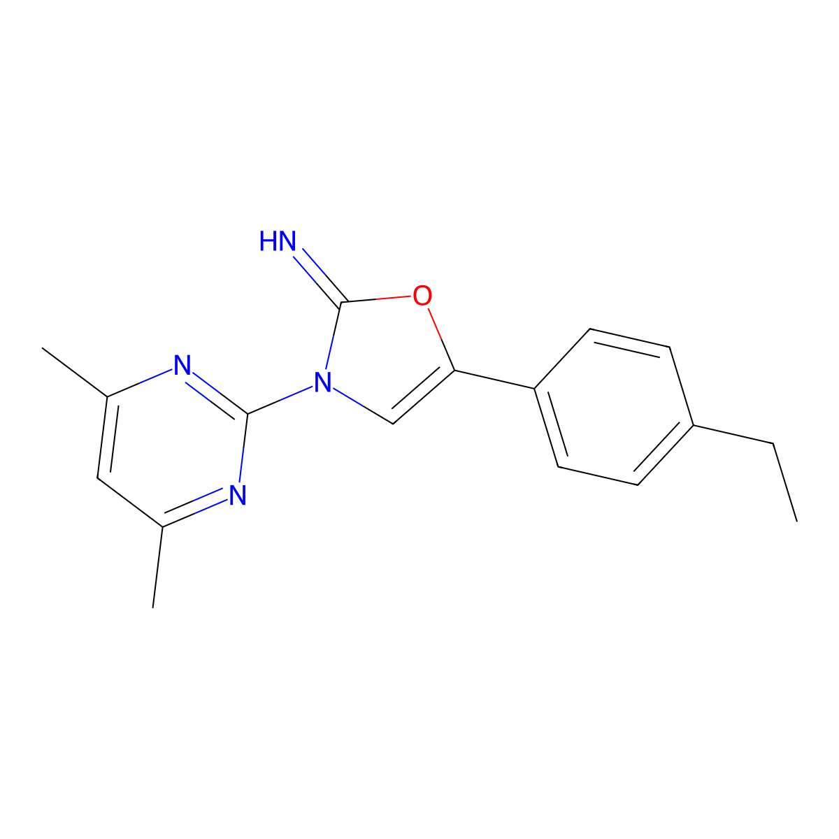 3-(4,6-Dimethylpyrimidin-2-yl)-5-(4-ethylphenyl)-1,3-oxazol-2-imine molecular structure, CAS 727389-54-0