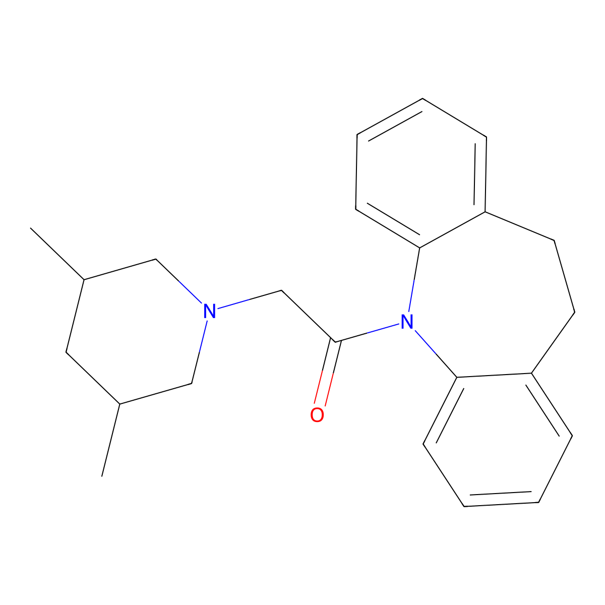 1-(5,6-Dihydrobenzo[b][1]benzazepin-11-yl)-2-(3,5-dimethylpiperidin-1-yl)ethanone molecular structure, CAS 727389-60-8