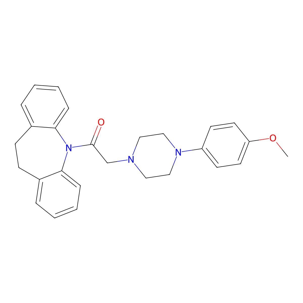 1-(5,6-Dihydrobenzo[b][1]benzazepin-11-yl)-2-[4-(4-methoxyphenyl)piperazin-1-yl]ethanone molecular structure, CAS 727389-67-5