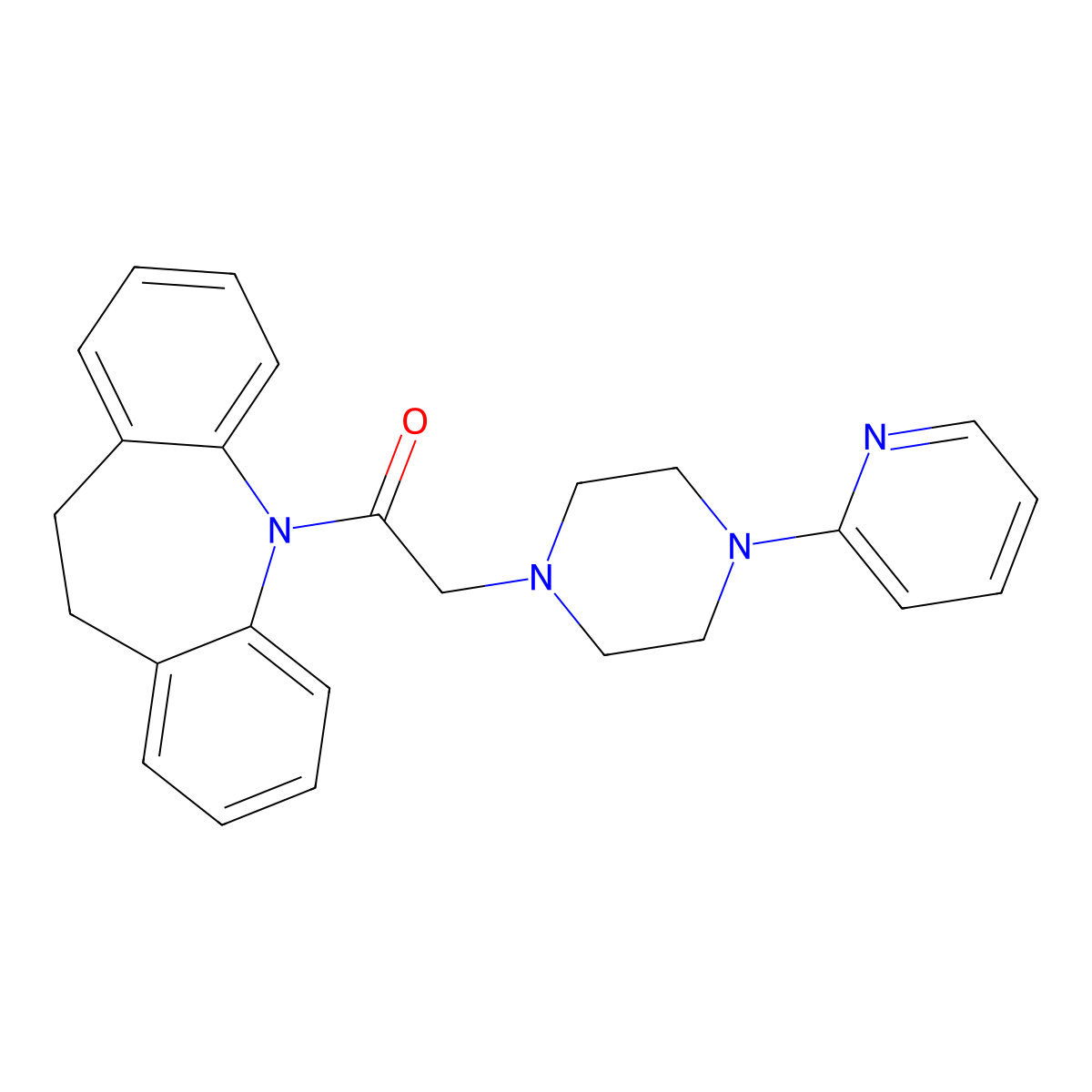 1-(5,6-Dihydrobenzo[b][1]benzazepin-11-yl)-2-(4-pyridin-2-ylpiperazin-1-yl)ethanone molecular structure, CAS 727389-71-1