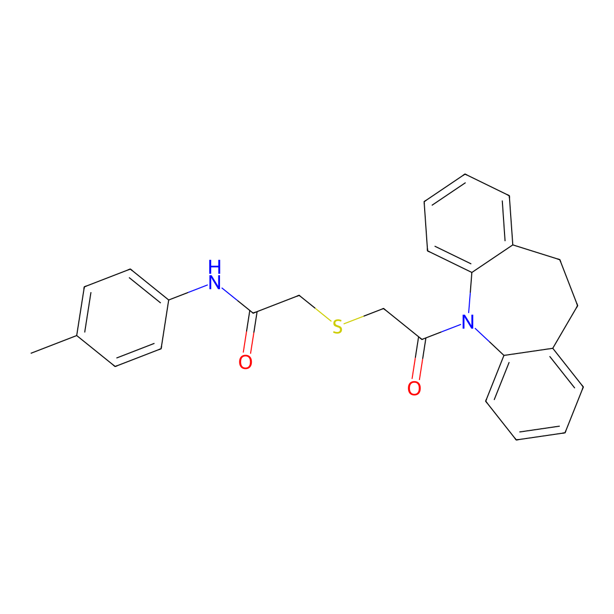 2-[2-(5,6-dihydrobenzo[b][1]benzazepin-11-yl)-2-oxoethyl]sulfanyl-N-(4-methylphenyl)acetamide molecular structure, CAS 727389-74-4