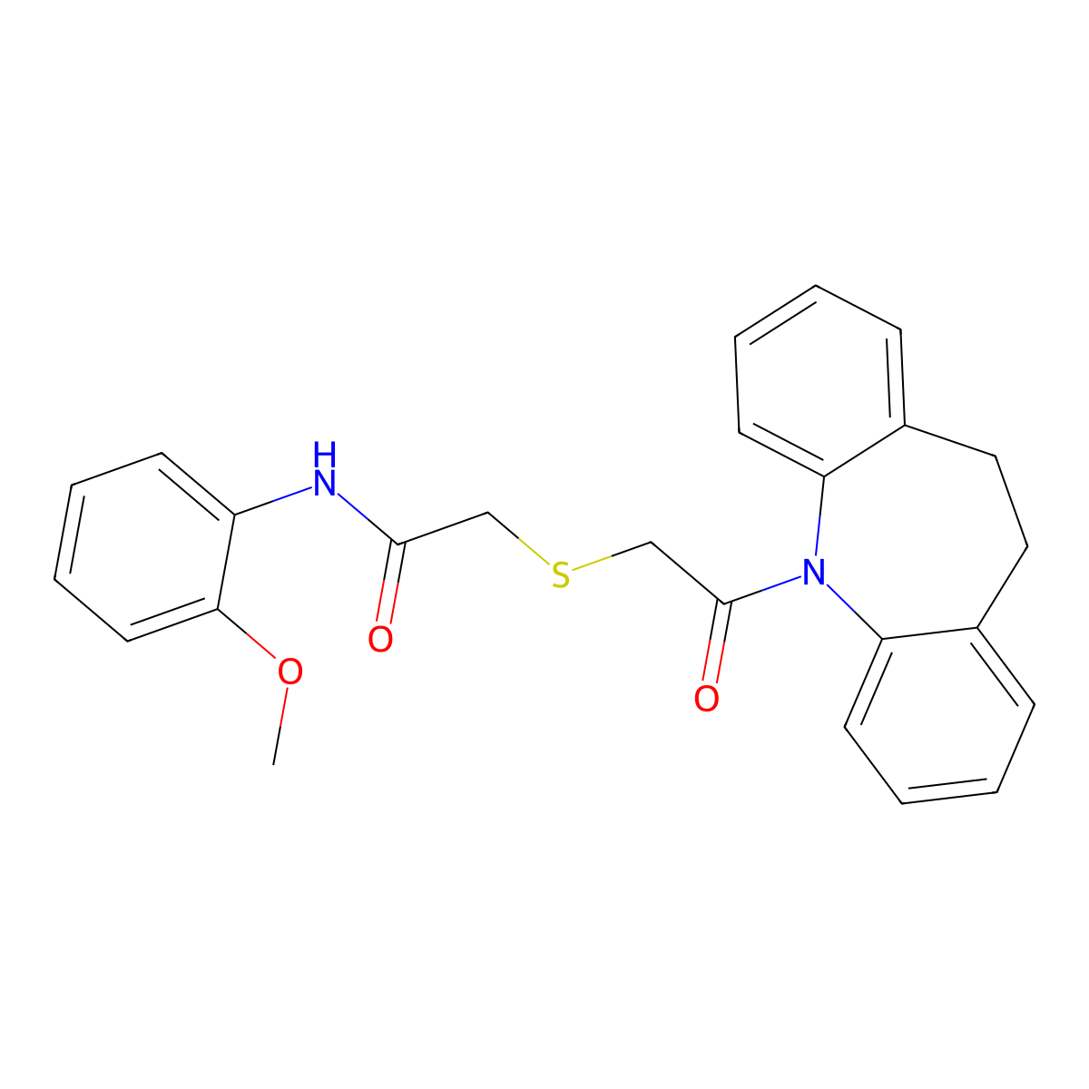 2-{[2-(10,11-dihydro-5H-dibenzo[b,f]azepin-5-yl)-2-oxoethyl]sulfanyl}-N-(2-methoxyphenyl)acetamide molecular structure, CAS 727389-76-6