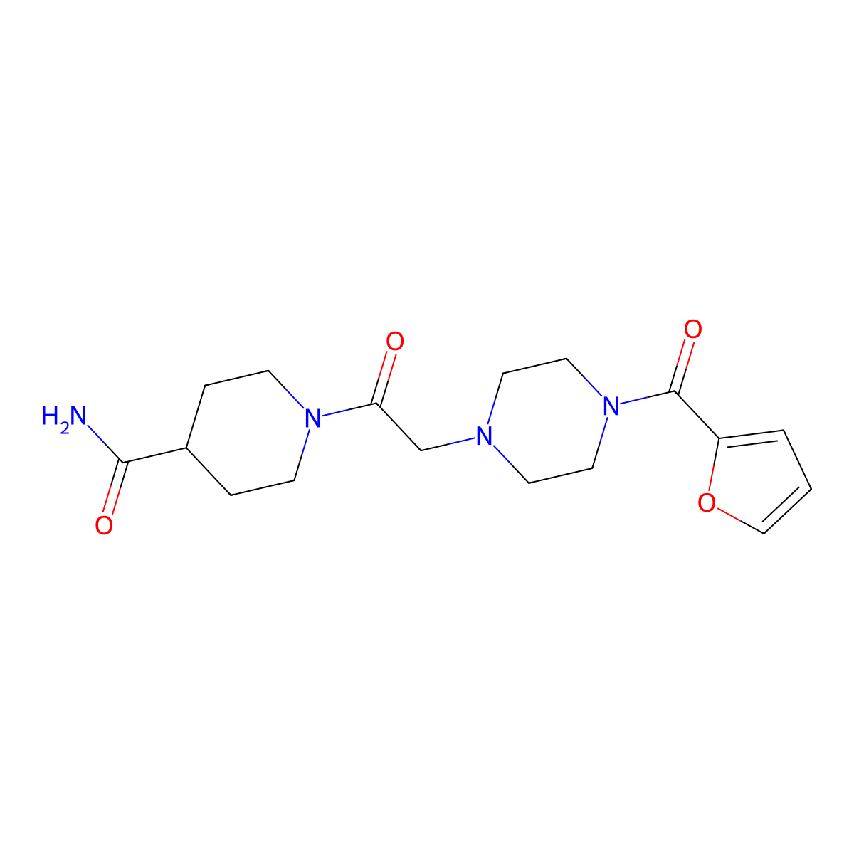 1-{[4-(Furan-2-ylcarbonyl)piperazin-1-yl]acetyl}piperidine-4-carboxamide molecular structure, CAS 727389-80-2