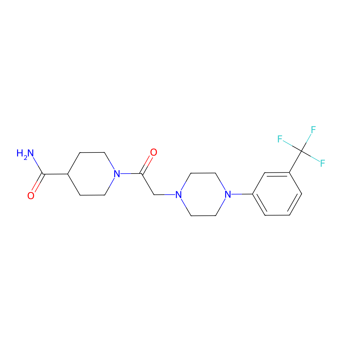 1-(2-{4-[3-(Trifluoromethyl)phenyl]piperazinyl}acetyl)piperidine-4-carboxamide molecular structure, CAS 727389-85-7