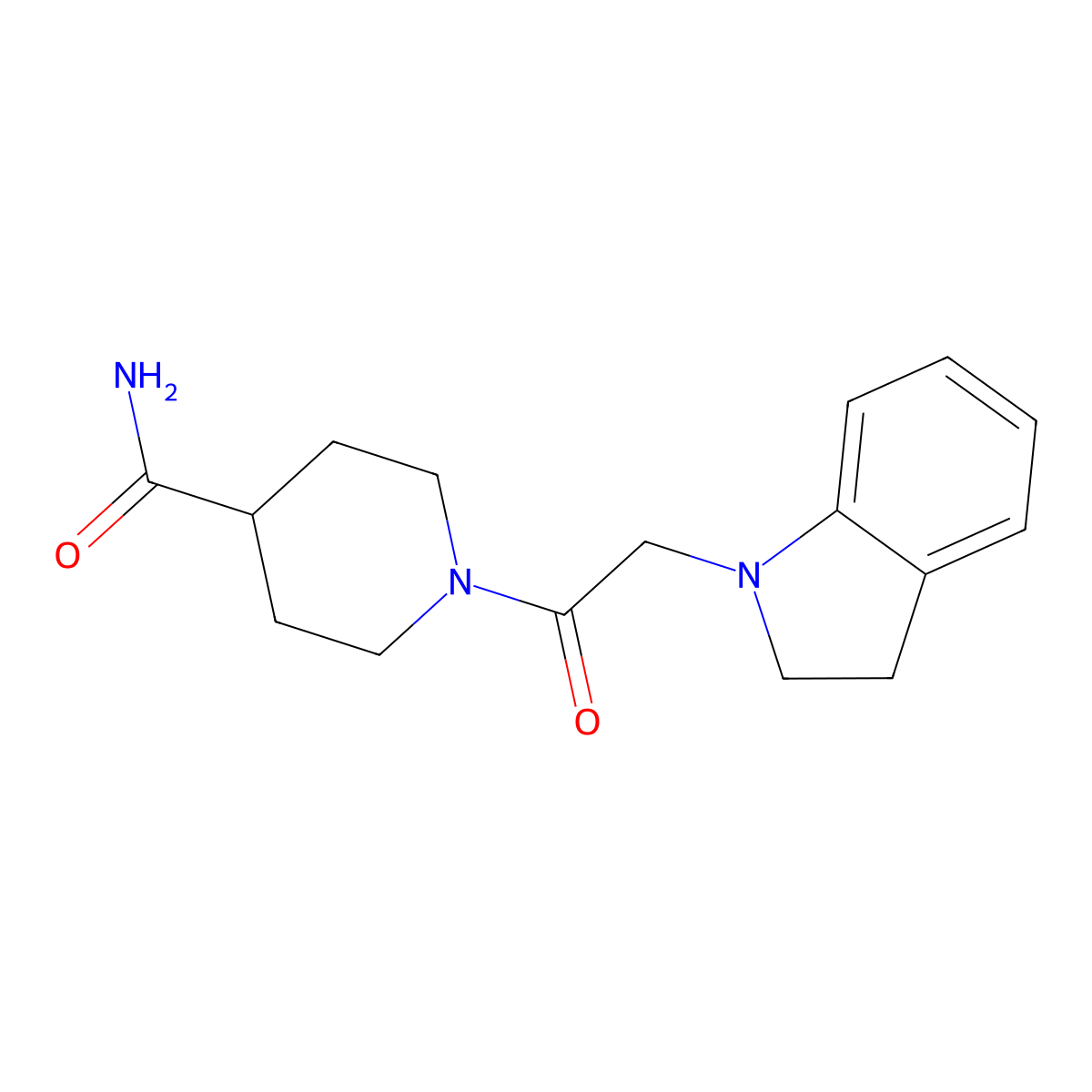 1-(2,3-dihydro-1H-indol-1-ylacetyl)piperidine-4-carboxamide molecular structure, CAS 727389-87-9