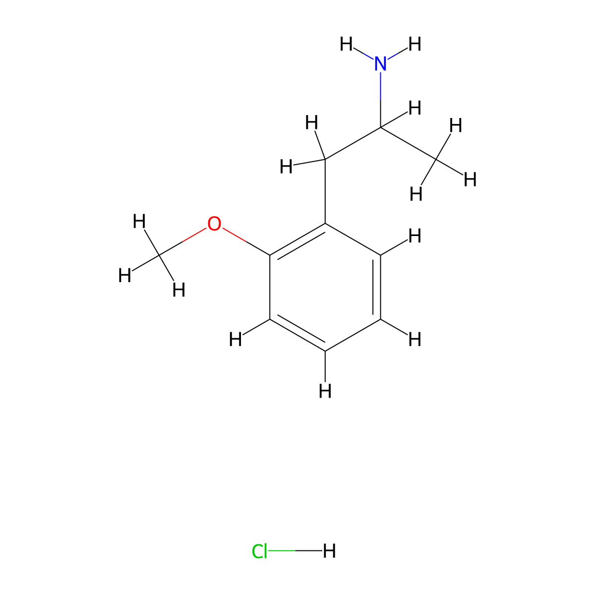 o-Methoxy-alpha-methylphenethylamine hydrochloride molecular structure, CAS 72739-03-8