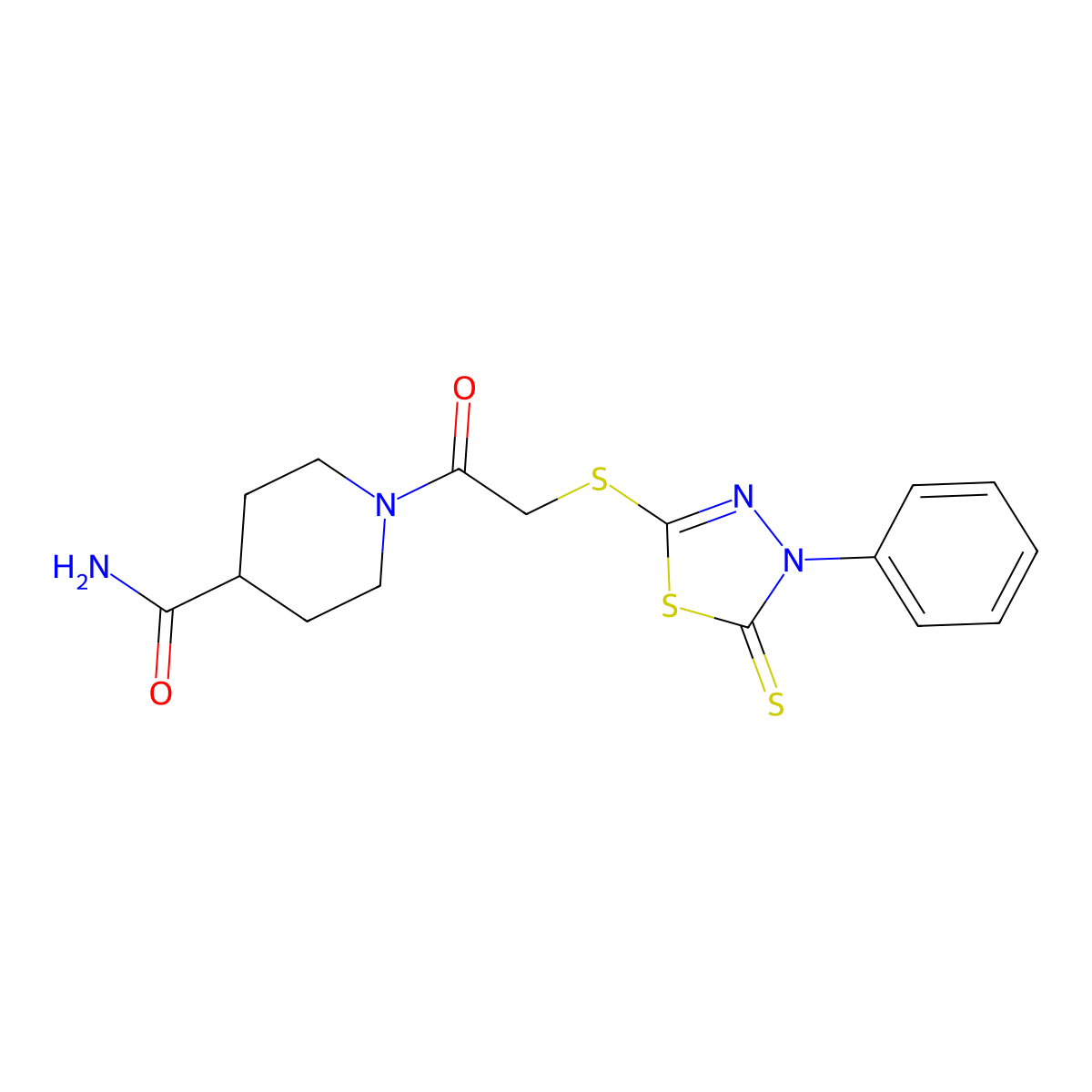 1-{[(4-Phenyl-5-thioxo-4,5-dihydro-1,3,4-thiadiazol-2-yl)sulfanyl]acetyl}piperidine-4-carboxamide molecular structure, CAS 727390-03-6