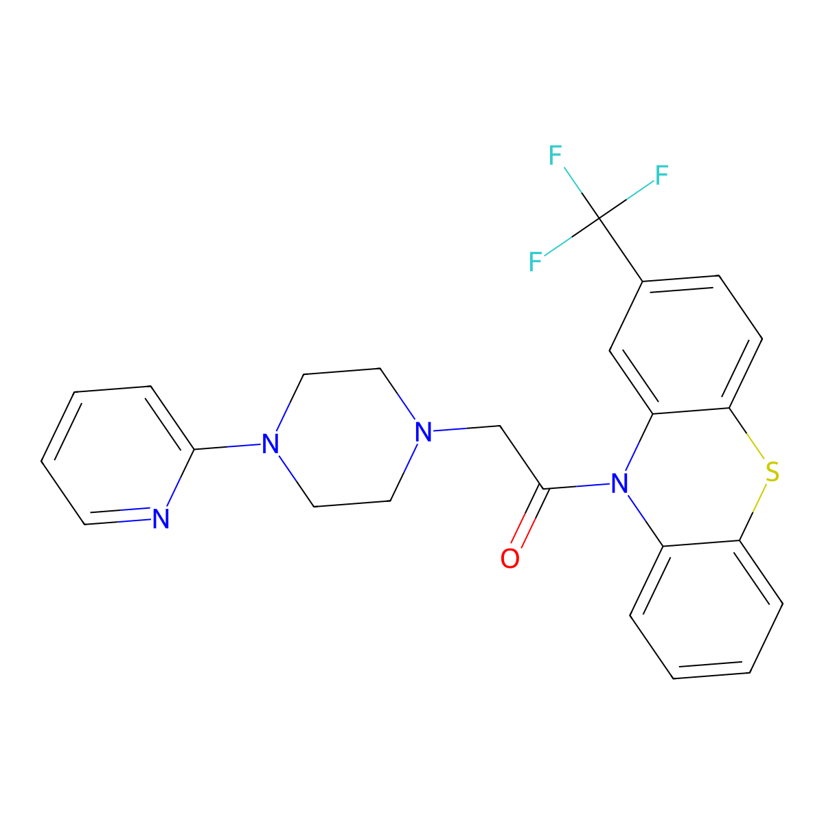 2-[4-(2-pyridyl)piperazino]-1-[2-(trifluoromethyl)-10H-phenothiazin-10-yl]-1-ethanone molecular structure, CAS 727390-24-1