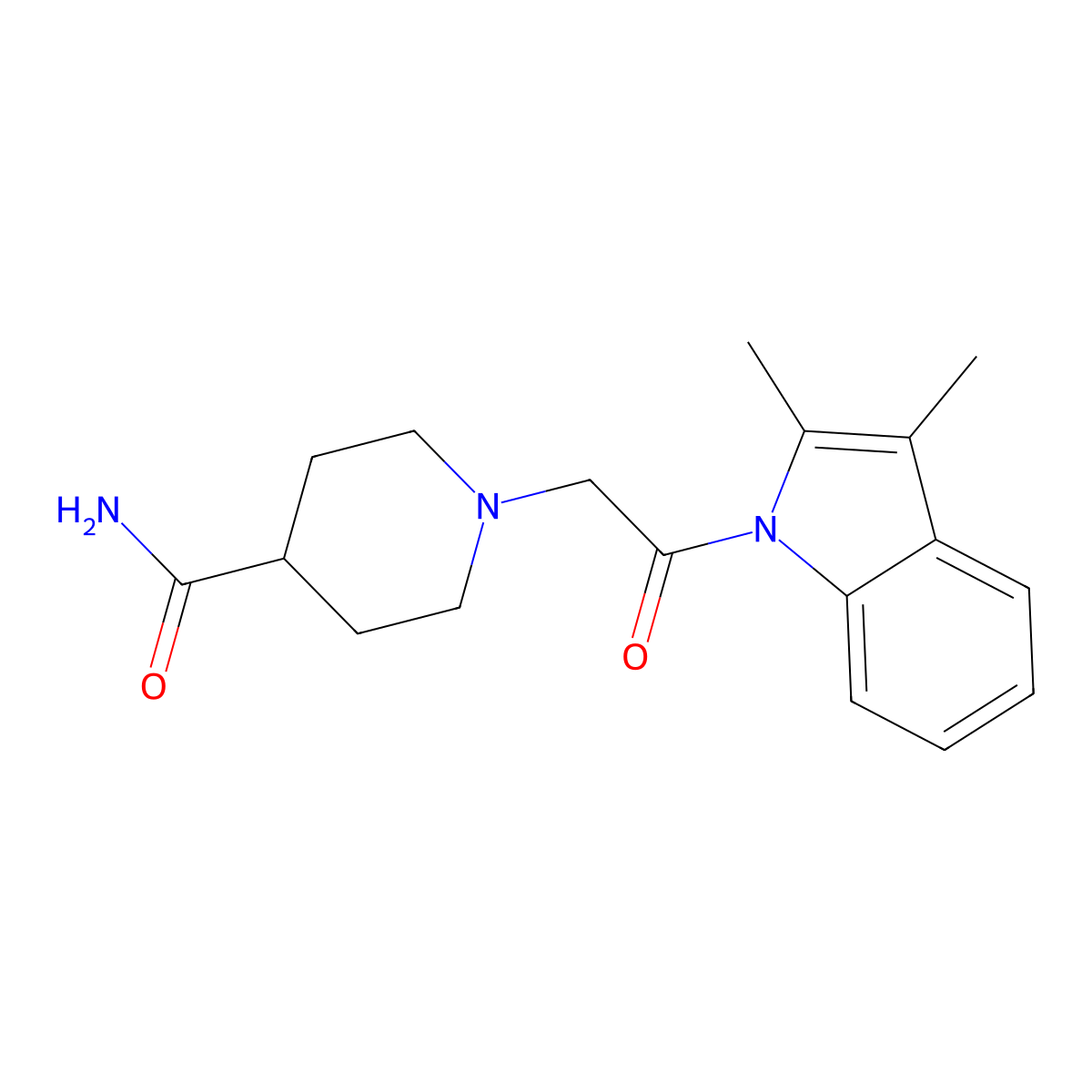 1-[2-(2,3-dimethyl-1H-indol-1-yl)-2-oxoethyl]piperidine-4-carboxamide molecular structure, CAS 727390-30-9
